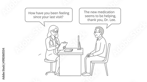 Doctor and patient discussing health in a medical consultation.