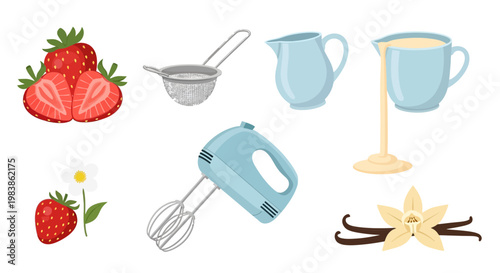 Kitchen Utensils and Ingredients for Baking and Cooking