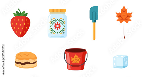 Variety of Nature-Inspired Items and Food Accessories for Outdoor Activities