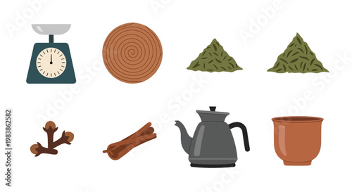 Assorted Spices and Tea Set for Cooking and Brewing