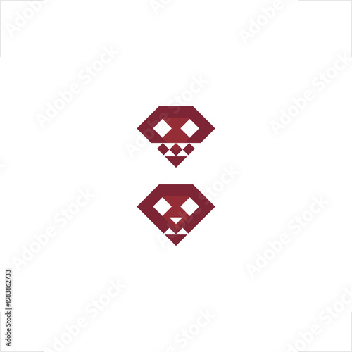 Edgy minimalist logo combining diamond shape with skull elements in geometric style, perfect for urban fashion brands, gaming team identities, and creative tattoo studios seeking a bold professional 
