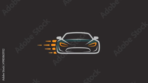 Futuristic Sports Car Speeding Down Road.
