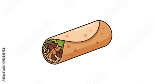 Delicious burrito illustration isolated on white background