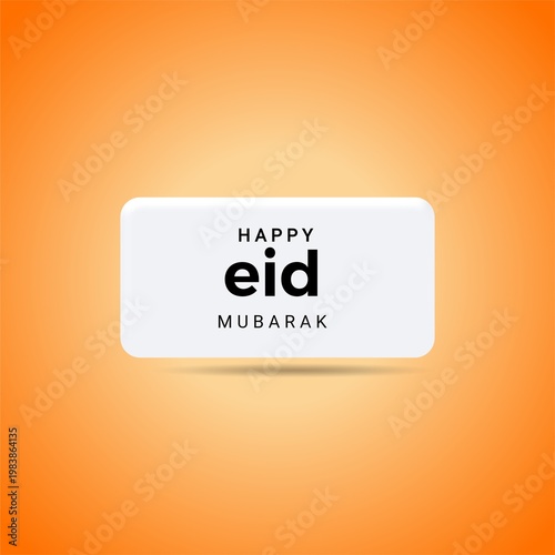 
Happy Eid Mubarak Minimal Greeting Card Design with Orange Gradient Background