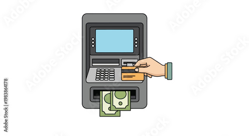 Hand inserting credit card into ATM machine for cash withdrawal