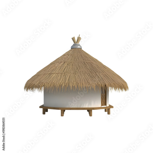thatched umbrella hut isolated on transparent background