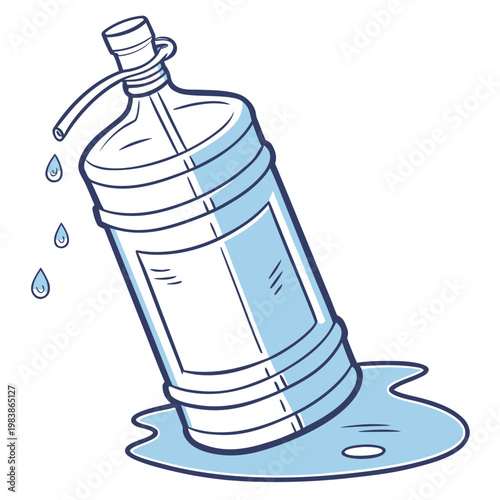 A plastic water bottle is tipped over on its side