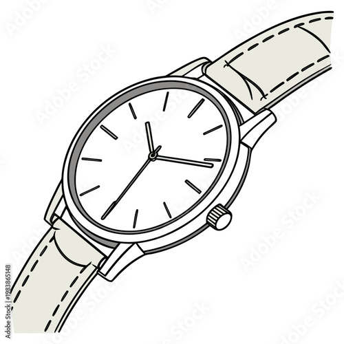 A simple analog watch with a leather strap