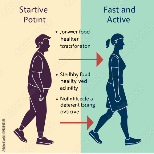Infographic comparing a sedentary person to an active person