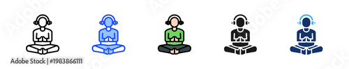 Guided Meditation Icon Collection With Multiple Styles