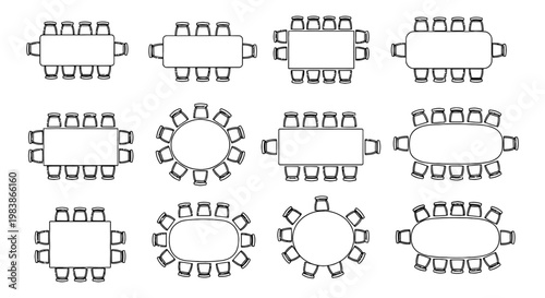 various table and chair arrangements for meeting and dining top view