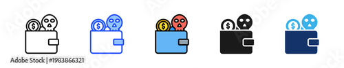 Crime Wallet Icon Collection With Multiple Styles