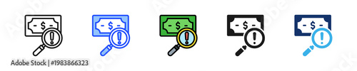 Suspicious Cash Icon Collection With Multiple Styles