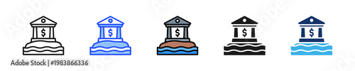 Offshore Bank Icon Collection With Multiple Styles