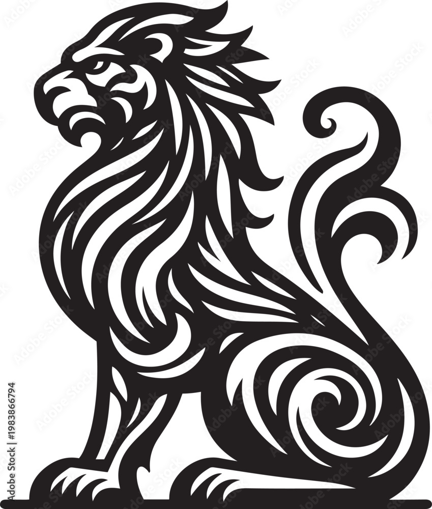 Fototapeta premium Lion, symbol of the Chinese zodiac. Vector illustration