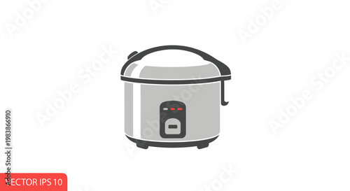 Modern Electric Rice Cooker Appliance Isolated on White Background