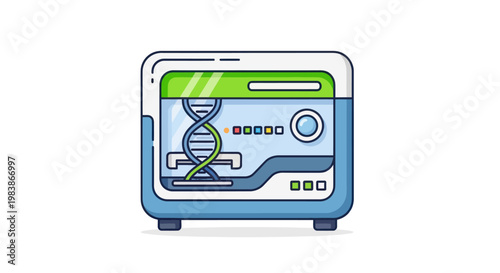 Biotechnology DNA Sequencer Machine, Genetic Research Lab Equipment, Science Icon