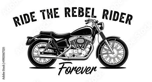 Classic Motorcycle Illustration with Text.