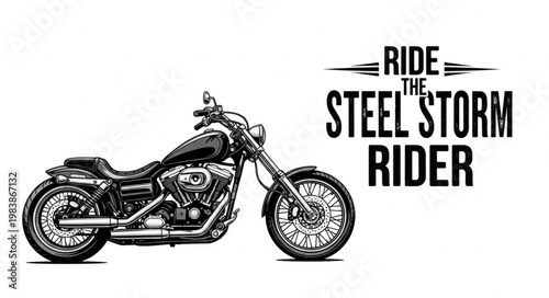 Classic Motorcycle Illustration with Text.