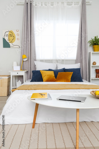 Comfortable bed, shelving u...