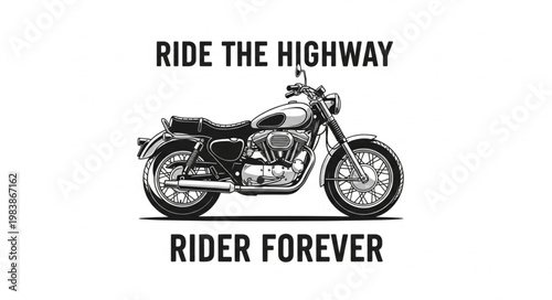 Classic Motorcycle on a White Background with Text.