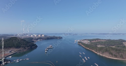 Aerial Drone Footage of Peaceful Ocheon Port and Chungcheong Suyeongseong Fortress, Boryeong, South Korea