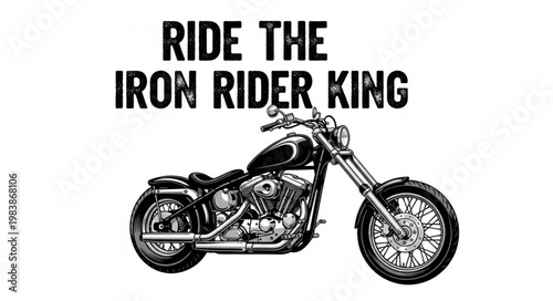 Classic Chopper Motorcycle with Text.