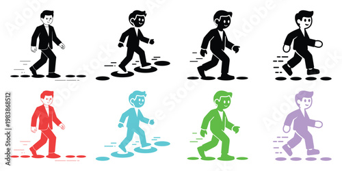 Colorful businessmen walking silhouette