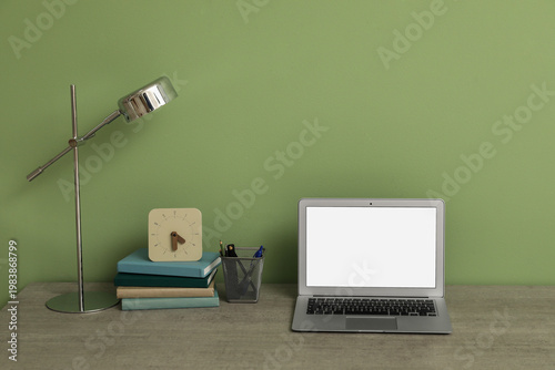 Stylish workplace with stat...