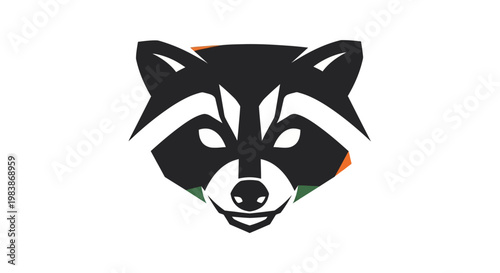 Geometric raccoon head illustration on white background for graphic design