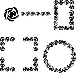 Rose swirl frame and border transparent PNG set