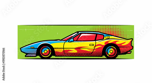 Colorful Sports Car Side View.