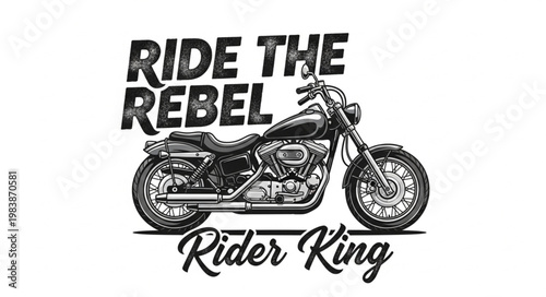Classic Motorcycle Rider King Rebel Illustration.