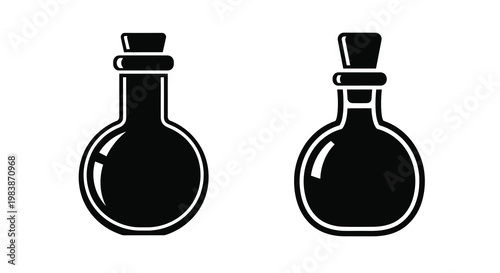 Two vintage bottles with stoppers a striking black silhouette