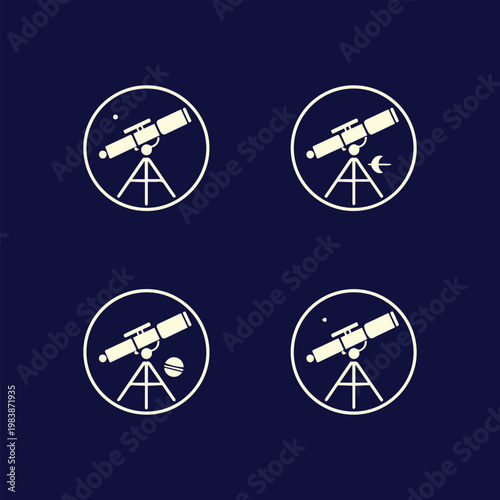 Exploring the cosmos a collection of telescope icons for astronomical adventures