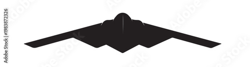 Stealth Bomber Silhouette Vector, Flying Wing Military Aircraft, Black and White Aviation Illustration