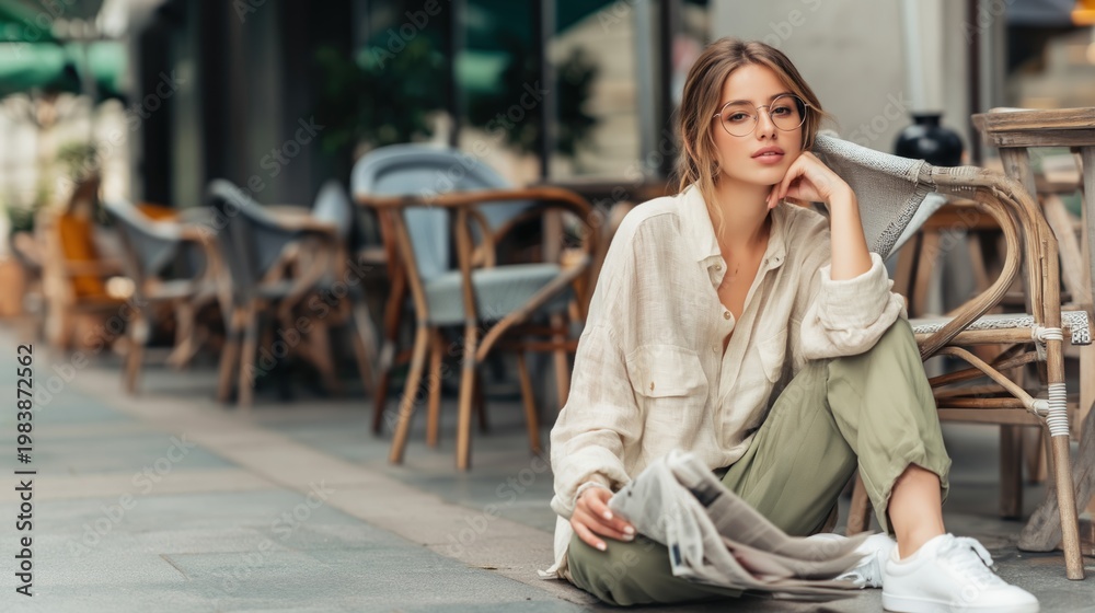 Fototapeta premium Casual Fashionable Woman in Urban Setting