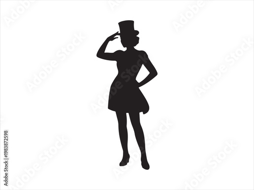 Elegant Woman with Hat Silhouette Fashion Style Minimal Vector Illustration