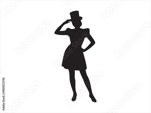 Elegant Woman with Hat Silhouette Fashion Style Minimal Vector Illustration