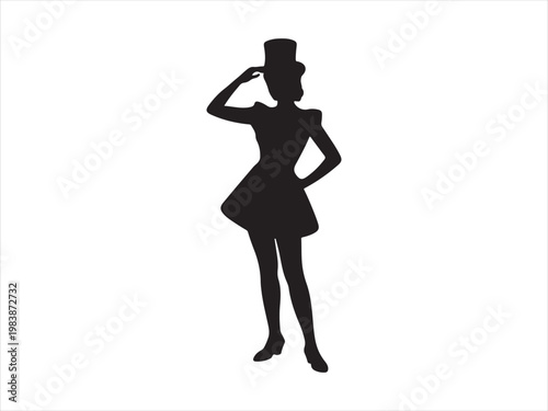 Elegant Woman with Hat Silhouette Fashion Style Minimal Vector Illustration