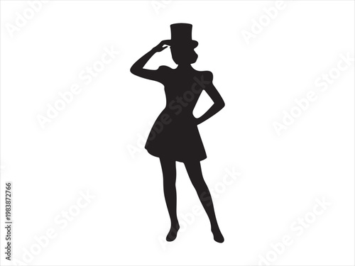 Elegant Woman with Hat Silhouette Fashion Style Minimal Vector Illustration