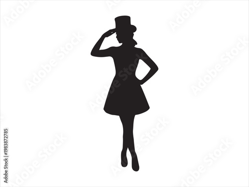 Elegant Woman with Hat Silhouette Fashion Style Minimal Vector Illustration