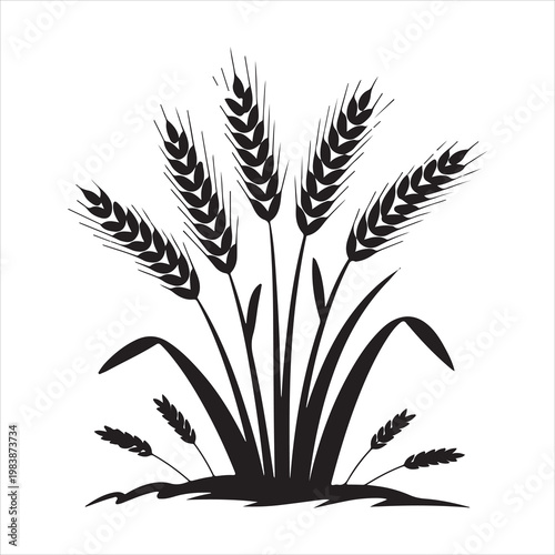 Wheat Plant Silhouette Agriculture Crop Minimal Vector Illustration