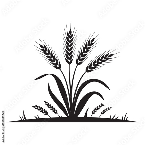 Wheat Plant Silhouette Agriculture Crop Minimal Vector Illustration