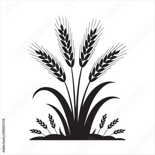Wheat Plant Silhouette Agriculture Crop Minimal Vector Illustration