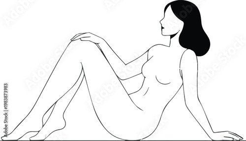 Generated on Elegant silhouette of a woman in repose, a serene and modern design for beauty, wellness, or lifestyle brands needing a minimalist touch vector art on white background