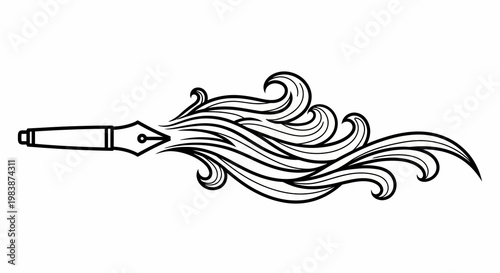 Flaming sword with flowing fire.