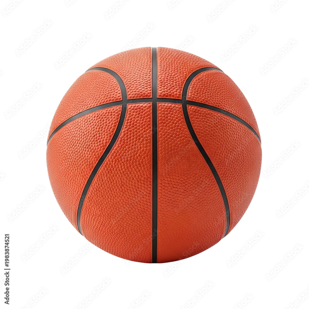 Fototapeta premium Orange basketball with black lines on a transparent background.