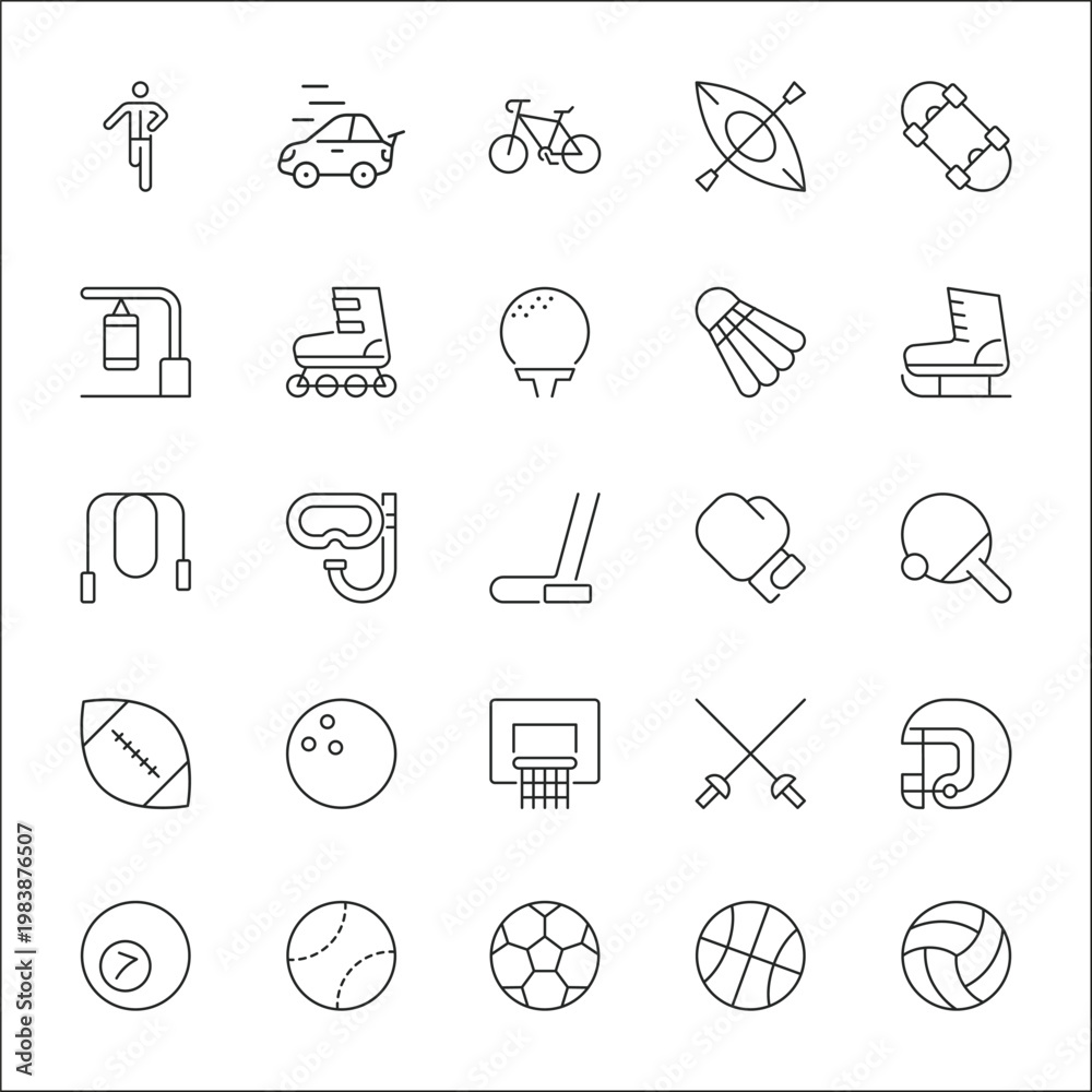 Fototapeta premium Sports Line Icons Pack – 25 Minimalist Vector Symbols