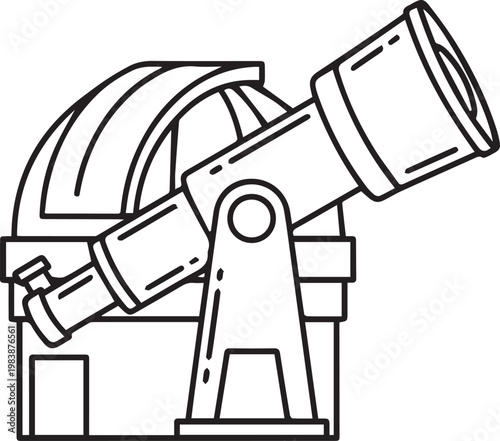 Astronomical observatory building with large telescope vector icon for space exploration research and science education astronomy themes